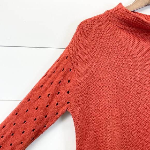 Moth Anthropologie Womens M Ceres Sweater Mockneck Burnt Orange Cottage Bohemian - Picture 5 of 9